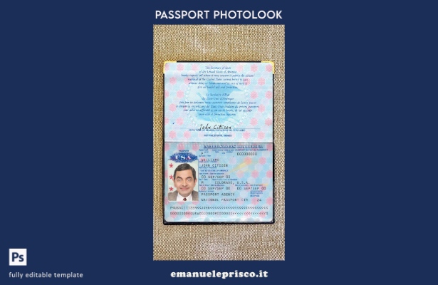 modello di aspetto pre foto del passaporto USA in stile verificato
